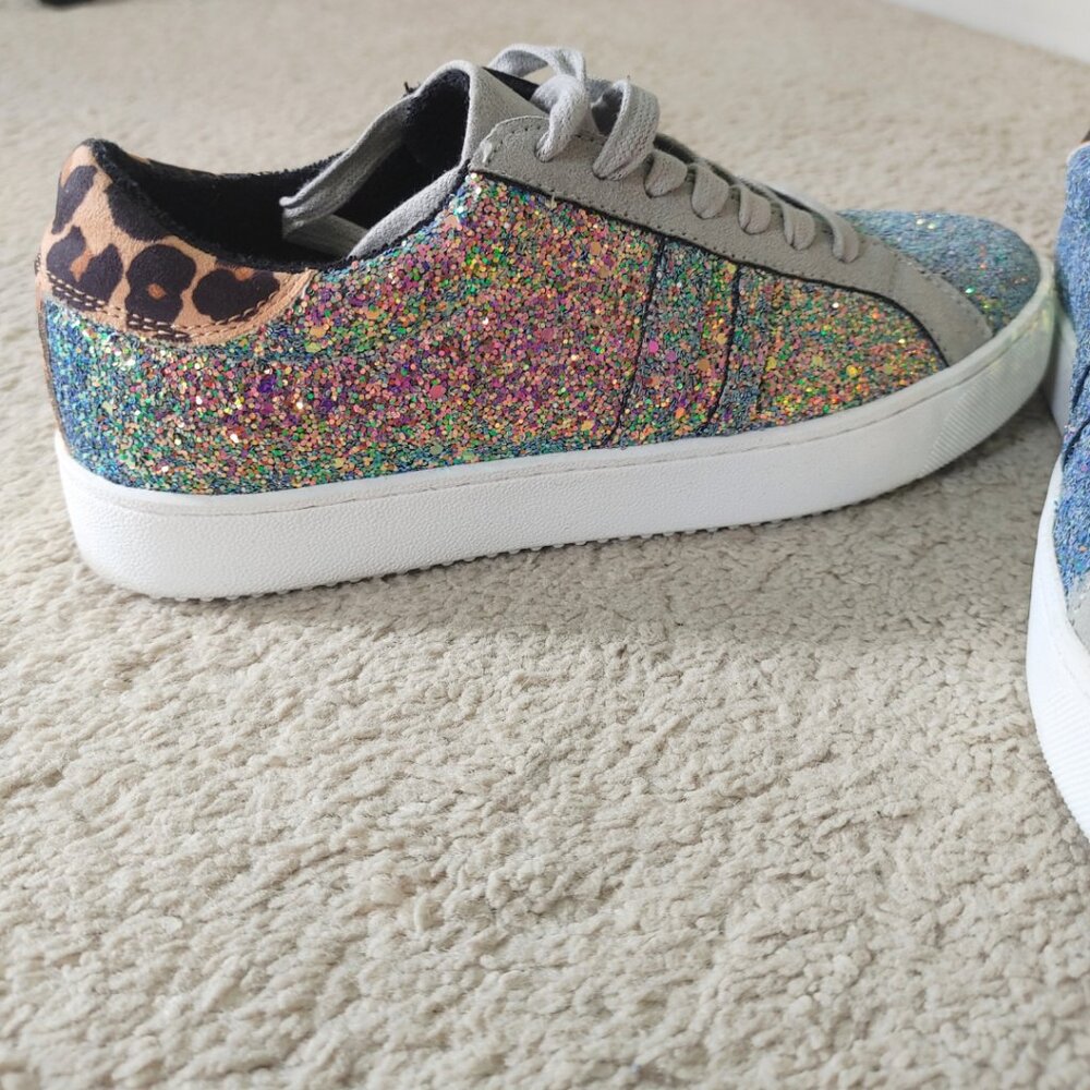INC International Concepts Danelia Glitter & Leopard Lace-Up Sneakers - Size 7 - Picture 4 of 6